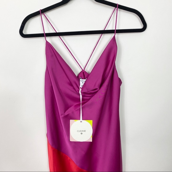 CUSHNIE Target Colorblock Satin Midi Slip Dress - Picture 4 of 12